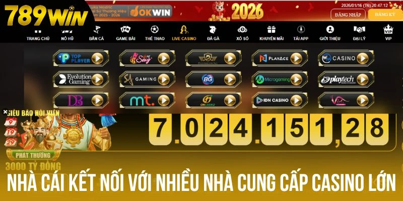 Nhà cái kết nối với nhiều nhà cung cấp casino lớn